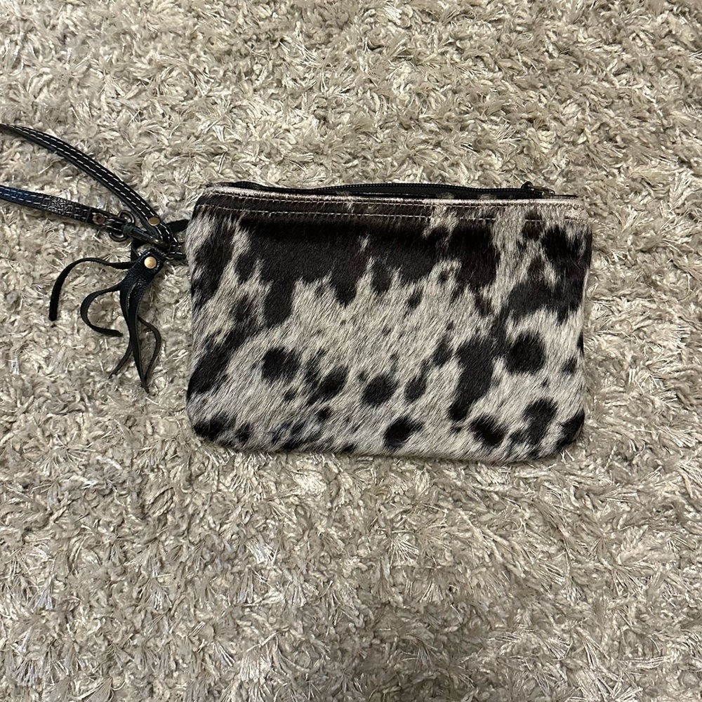 Cow Print Wristlet Pouch